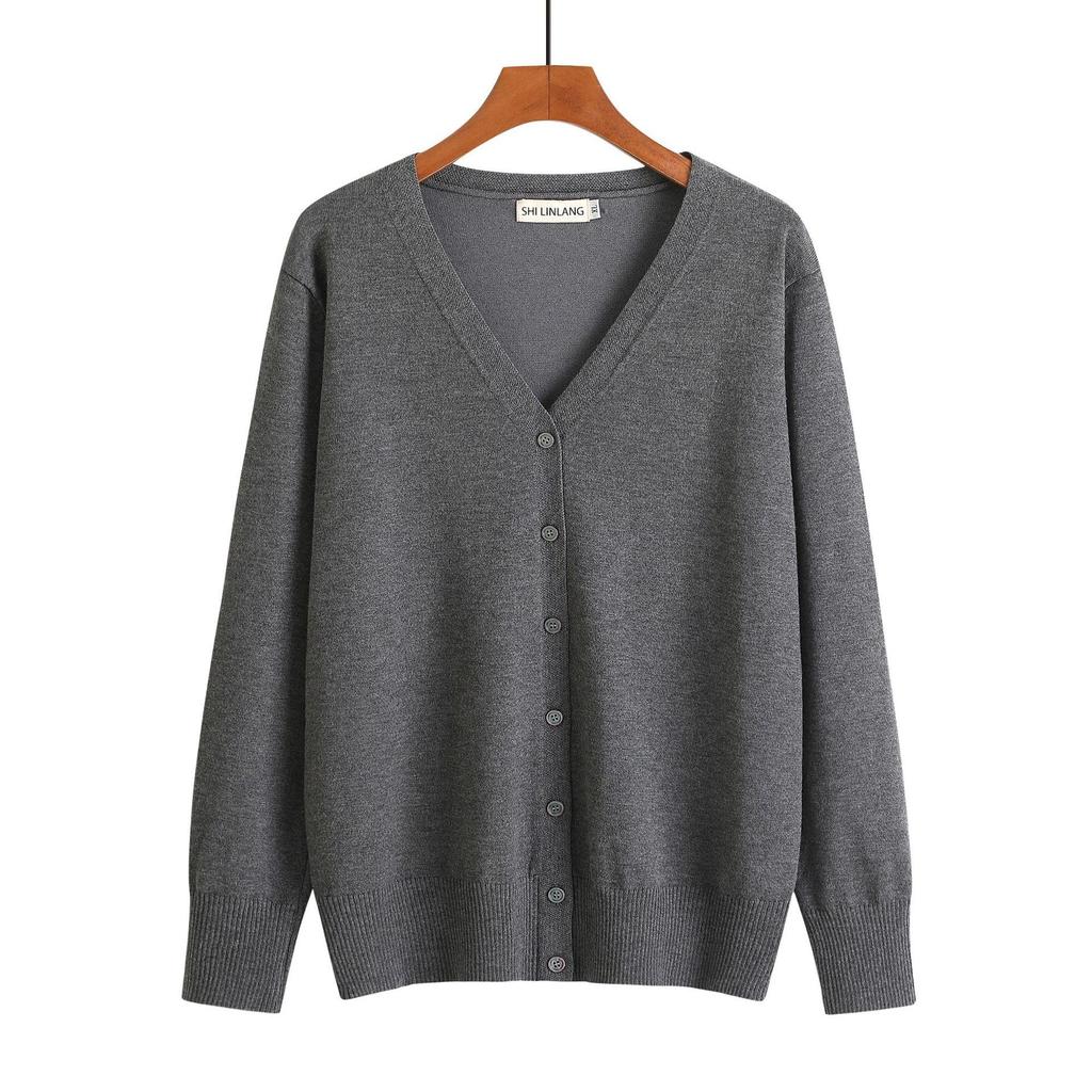 Cămașă de damă, ușoară, ușoară, din tricot, cu decolteu în V, mânecă lungă, subțire, respirabilă, tricotată, primăvară, toamnă, modă, simplă, moale, plus haină pentru doamnă