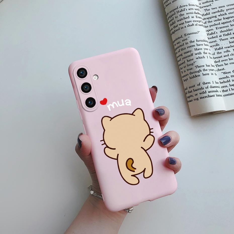 For Samsung Galaxy S23 FE 5G Matte Phone Case Cute Cat Cartoon Soft Silicone Back Cover For Samsung S23 FE S23FE S 23 FE 5G Case