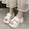Fashion 9CM Women ZIP Style Chunky Slippers Summer Ladies Beach Flip-Flops Wedges Heels Outside Sandals Black Woman High Platform Shoes