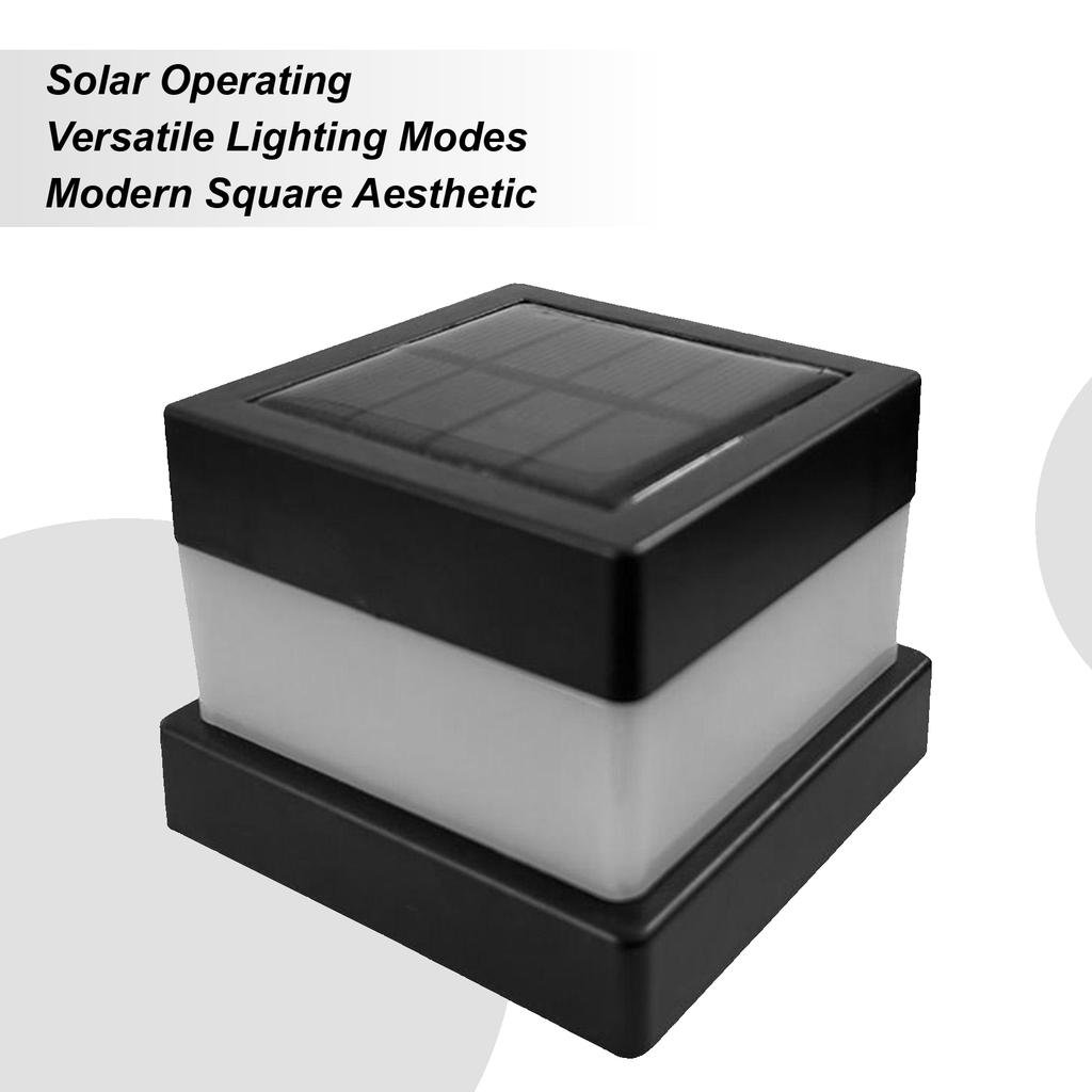 Outdoor Post Light For Yard Square Lantern Waterproof Fence Light Post Cover Solar Charging For Pathway Driveway Camping Road