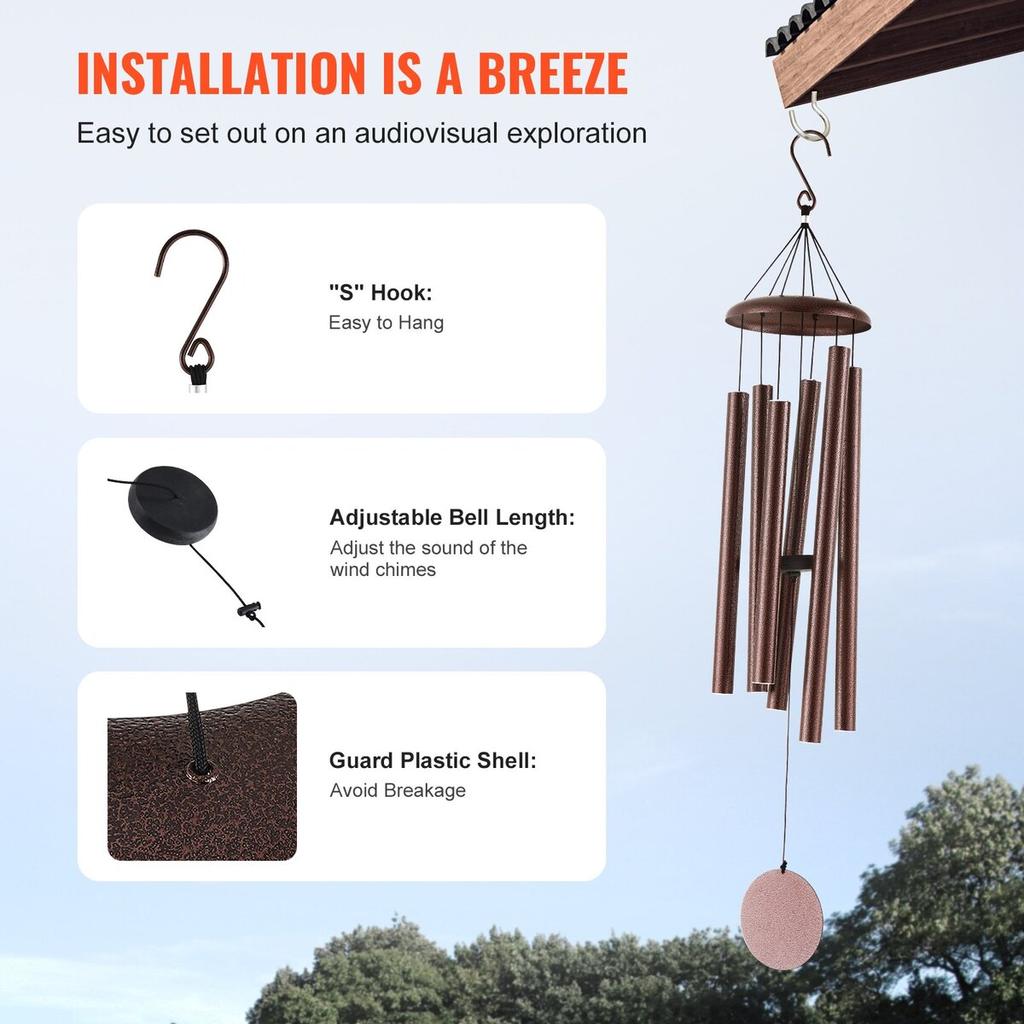 Wind Chimes for Outside 1143 mm Aluminum Memorial Deep Tone Wind Chimes