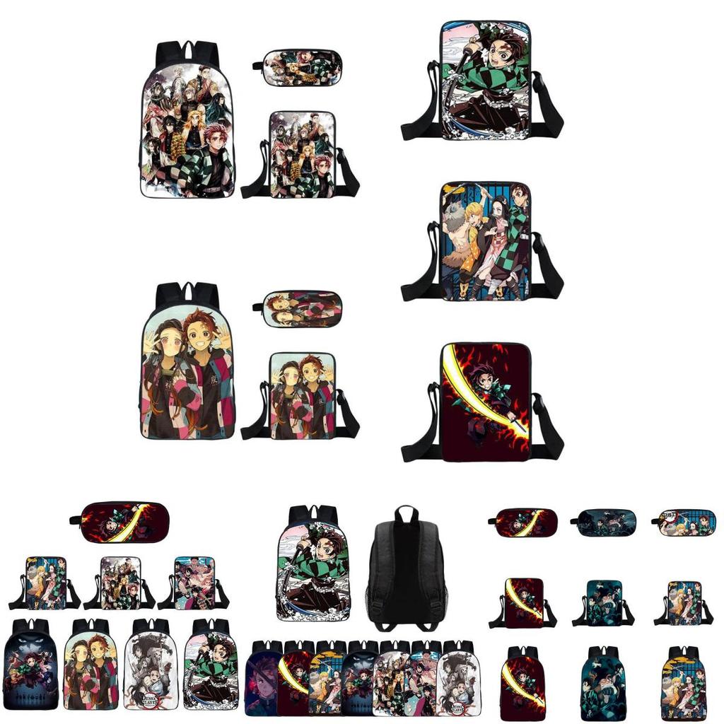 Fashionable Demon Slayer Backpack With Spacious Compartments And Cartoon Pattern Design