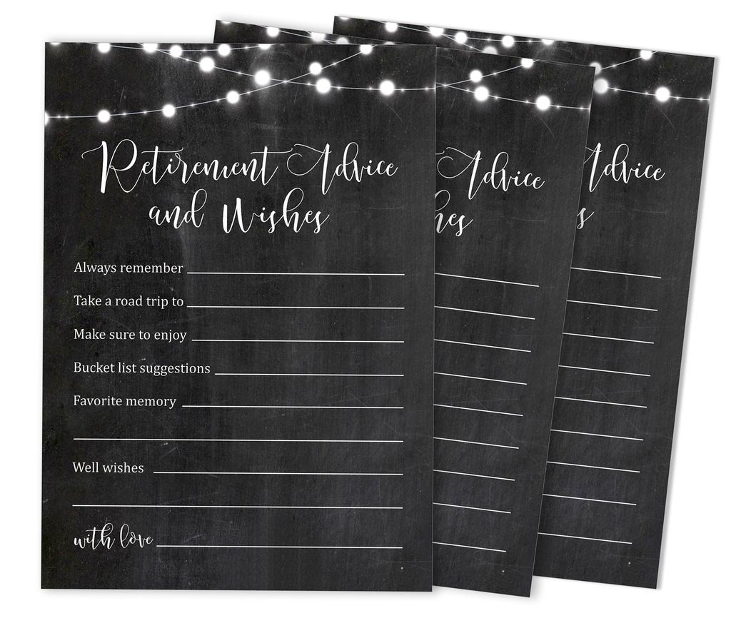 Inkdotpot Pack of 50 Advice & Wishes for Retirement Party, Game Activity for Retirement Party Celebration, Guestbook Alternative 5X7 Inches