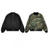 Unisex Reversible Camo Puffer Jacket Winter Warm Hoodless Oversized Cotton Coat Men Women Streetwear