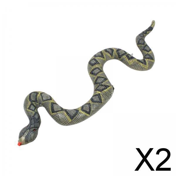 2xInflatable Snake Toy Scary Creepy Snake Toy Practical Jokes Prop чёрный