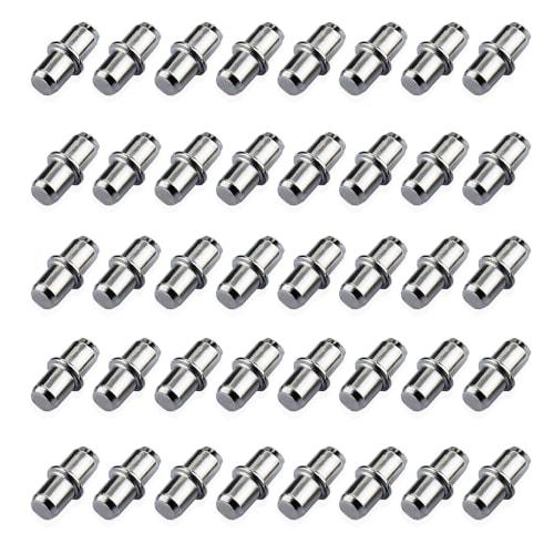 

LeTradeJP Shelf Support Pins, 40-Piece Set, Approx. 5mm x 16mm, Metal Insert-Type Shelf Support Pins for Shelf Supports, Silver