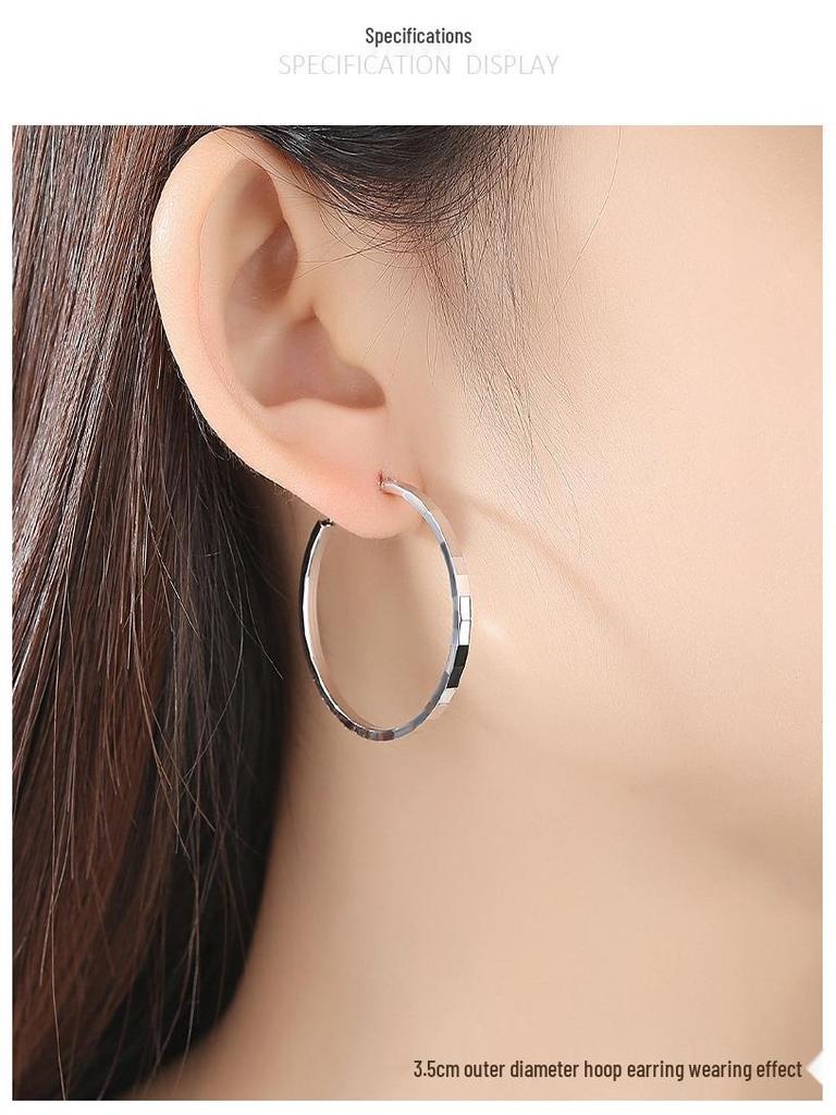 Sterling Silver Big Hoop Earrings for Women - High-End Fashion Circle Dangle Style