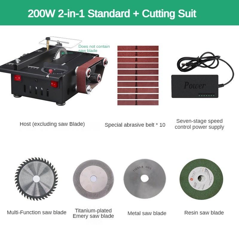 2 In 1 Household Desktop Saw Cutting Machine 200W Small Portable Sanding Belt Machine Professional Sharpening Tool