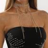 Women European Fashion Party Dinner Choker Necklace Personalized Long Minimalist Claw Chain Multi Layer Choker