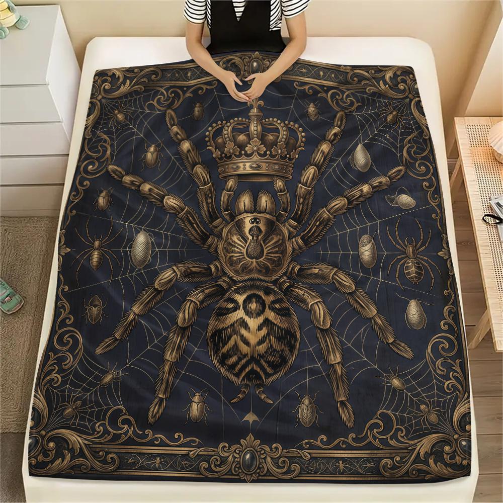Retro Dark Gothic Animal Print Flannel Blanket High quality Comfortable for All Seasons Home Decor Warmth and Comfort Perfect for Christmas Gifts