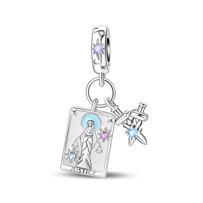 Carte Tarocchi Originali in Rame Morte Dio Posizione Eretta Charms Perline Adatte per Collane Braccialetti Regali Fai da Te Gioielli Raffinati