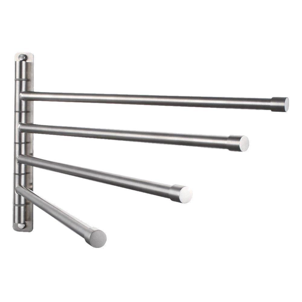 Sumnacon Towel Towel Swing Bathroom Towel Stainless Wall Matte Stainless Steel Hanger, Rack, Arm, Bar, Steel, Mounted, Space-Saving, (L, Silver)