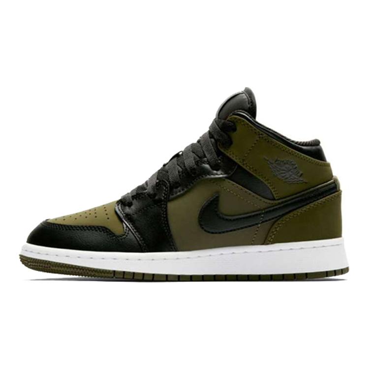 

New Jordan 1 Retro Mid GS Olive Canvas 554725-301 38.5