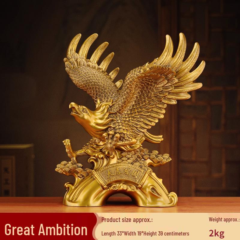 Grand Vision Eagle Figurine: Wealth & Prosperity Décor for Living Room, TV Stand, or Desk—Ideal for Housewarming and Company Celebrations