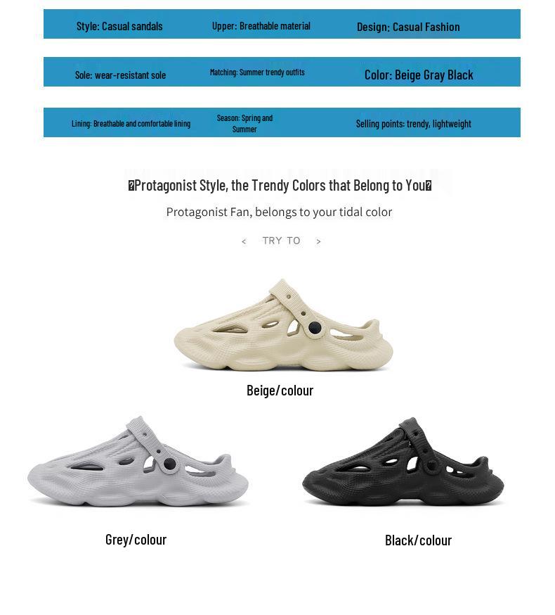 Men's and Women's Summer Outdoor Closed-Toe EVA Beach Sandals