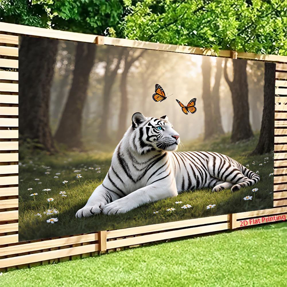 2D plane 1 piece of the white tiger in the forest dreamland suitable for celebrations and photography backgrounds