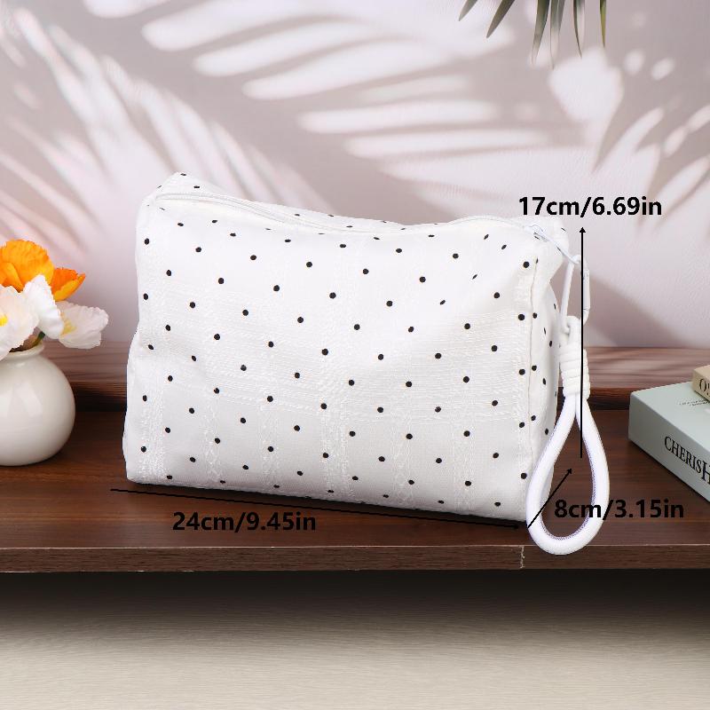 Ins Simple Polka Dots Cosmetic Bag Portable Makeup Bag Travel Storage Pouch Large Capacity Toiletry Zipper Bag Girl Gifts