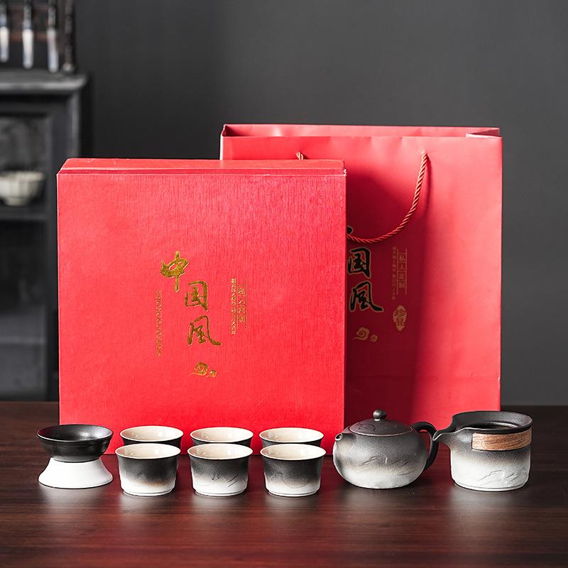 

Coarse pottery Kung Fu tea set Household ceramic tea cup Simple office set