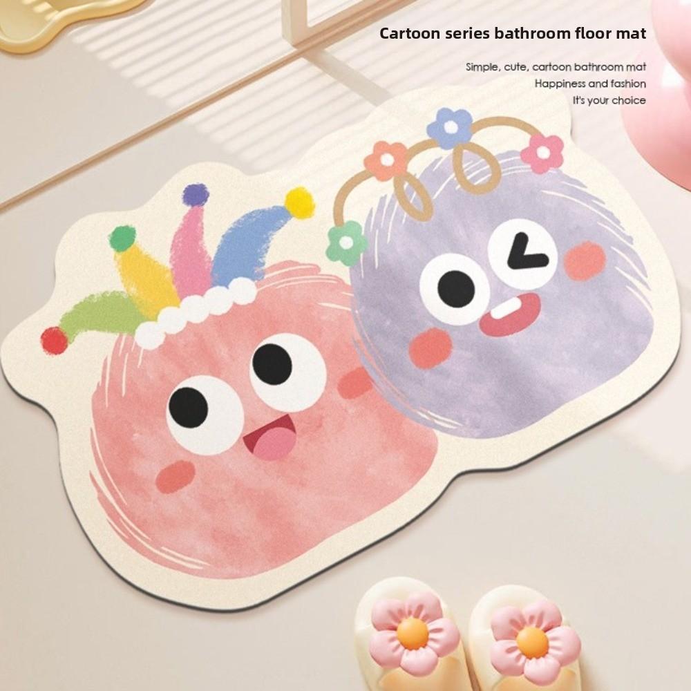 Cute 40*60cm Bathroom Mat Cartoon Design Big Eyes Diatom Mud Mat Quick Dry Bathroom Carpet Bathroom Use
