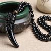 Men's and Couple's Obsidian Wolf Tooth Pendant Necklace - Imitation Crystal Jewelry