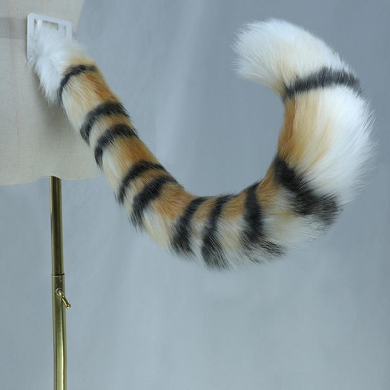 Adjustable Tiger Fox Tail for Cat Props Fur Furry Cosplay Carnival Party Christmas Anime Accessories Gift Halloween Cost