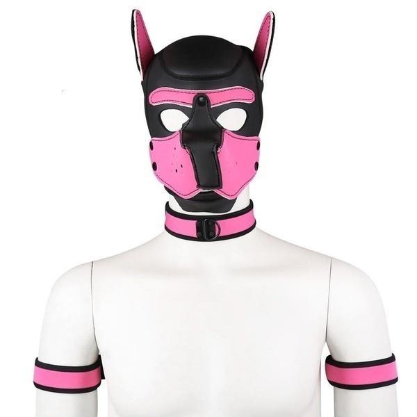 New Dog Rubber Mask Set Club Wear Cosplay Hood 4Pcs/set