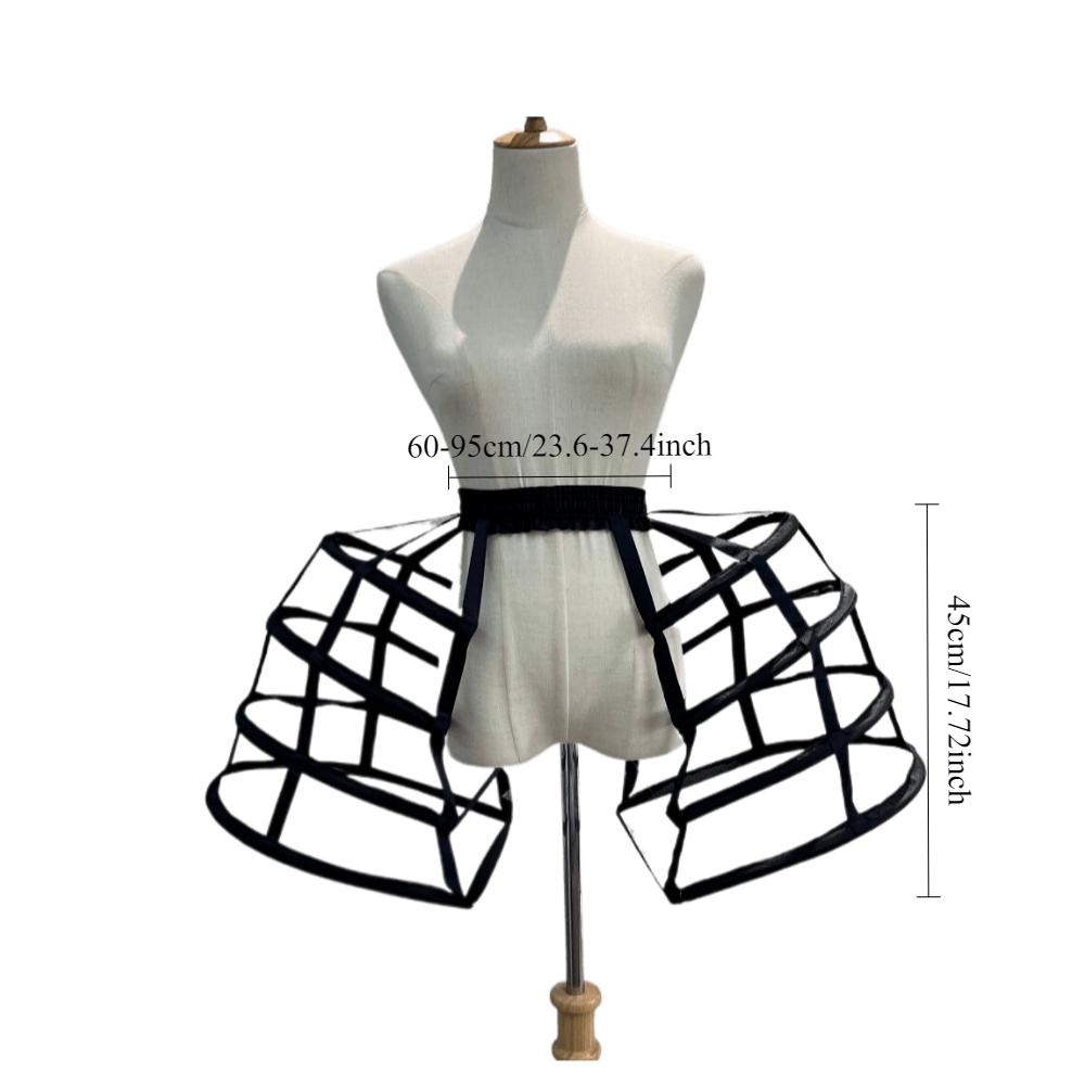Mädchen 3 Reifen Krinoline Käfig Bustle Unterrock Damen Verstellbare Pannier für Kleid abnehmbare Schleppe Hochzeitsrock Krinoline BAUMWOLLE