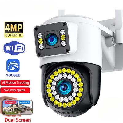 4K 8MP WiFi Camera Dual Lens Security Camera CCTV Dual Screen PTZ Ai Tracking 2-Way Audio 360° View Home Video Surveillance Yoosee