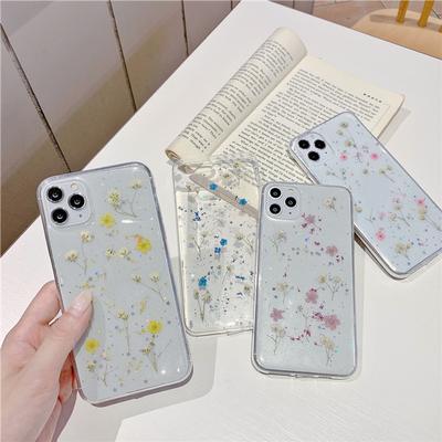 Echte Blumen, getrocknete Blumen, weiche TPU-Telefonhülle für 16 Pro 15 14 Pro Max 13 12 11 X XS XR 7 8 Plus, klare, stoßfeste Hülle