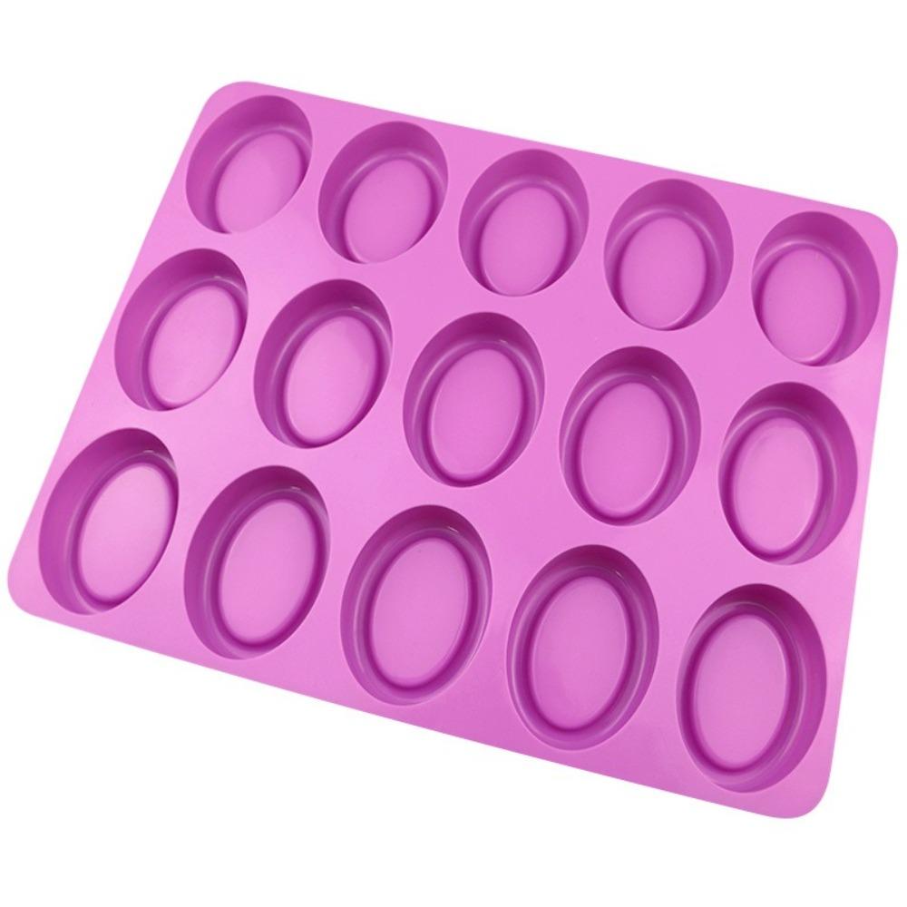 New Soft Silicone Oval Soap Molds 15 Cavity Soft Candle Mould Handmade Easy Release Cake Baking Tray for Pudding Chocolate