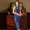 New Chinese Retro National Style Sleeveless Sexy Neck Cheongsam 1011 New Young Model Pinched Waist and Thin Elegant Hong Kong Style