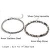 Stylish 2Pcs Men Bracelet Set 4mm Stainless Steel Cuban Chain Braslet Square Hematite Stone Healing Braclet Cycling Accessories