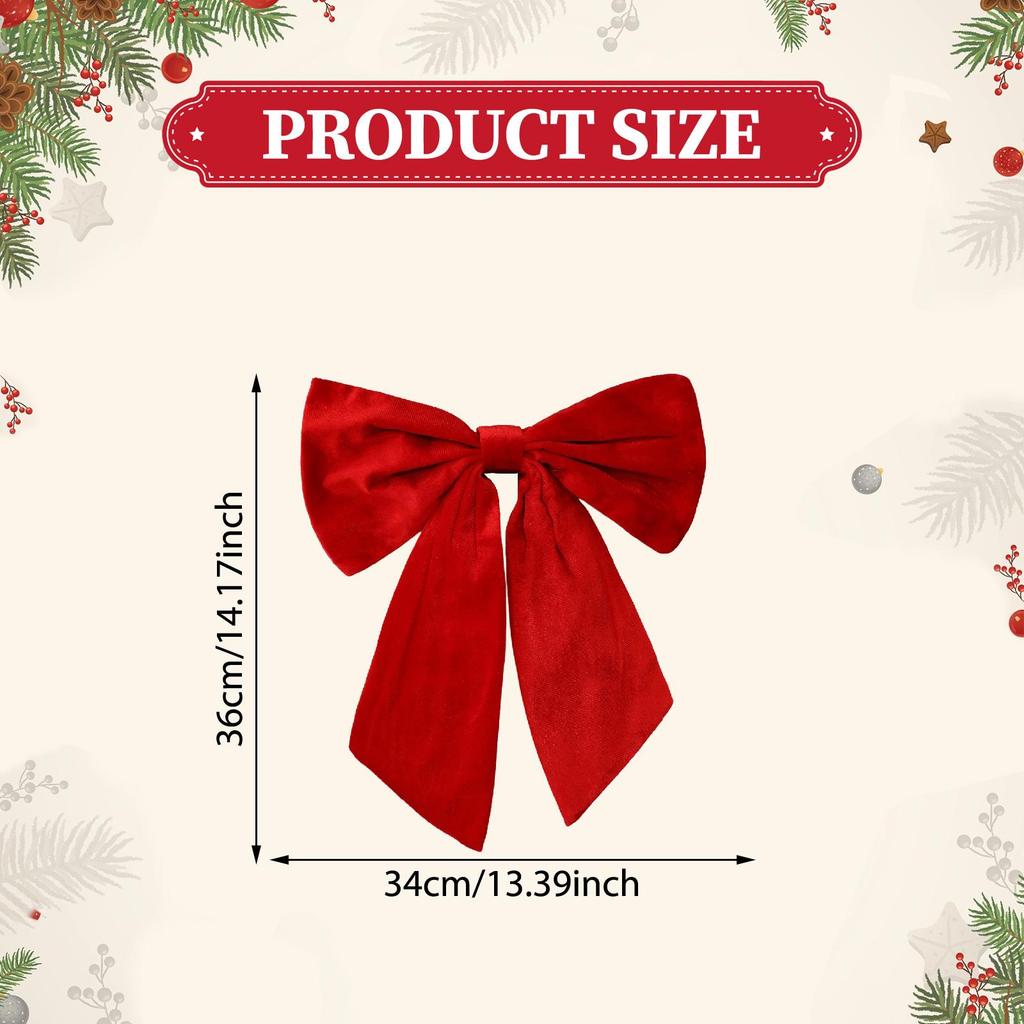 Christmas Bow Garland Bowknot Indoor Fireplace for Christmas Tree Door Craft Christmas Decoration Velvet Bow Hanging Ornament