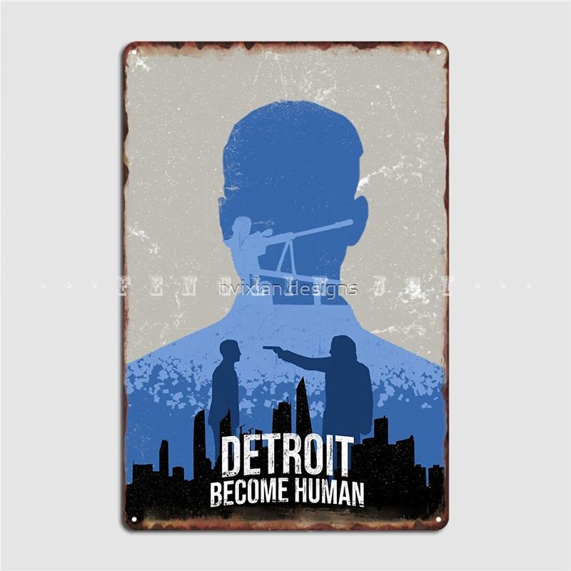 Detroit: Become Human Vintage Connor Metallschild Poster Kino Garage Bar Höhle Garagendekoration Retro Blechschild Poster