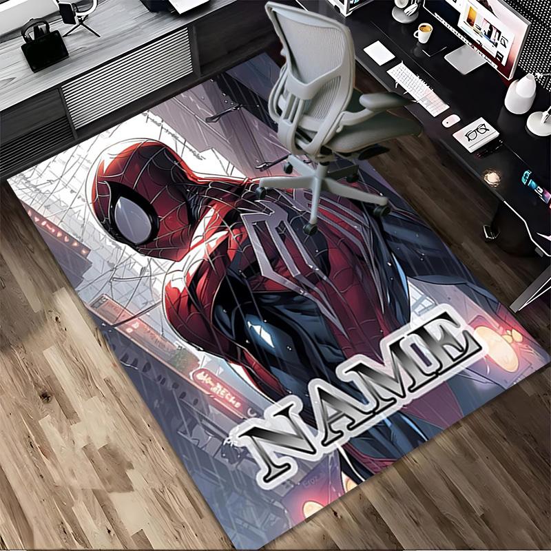 Personalized Name S-Spider M-Man Urban Living Room Non-Slip Area Rug Soft Carpet for Bedroom Kids Playroom Sofa Office Home Decor Doormat