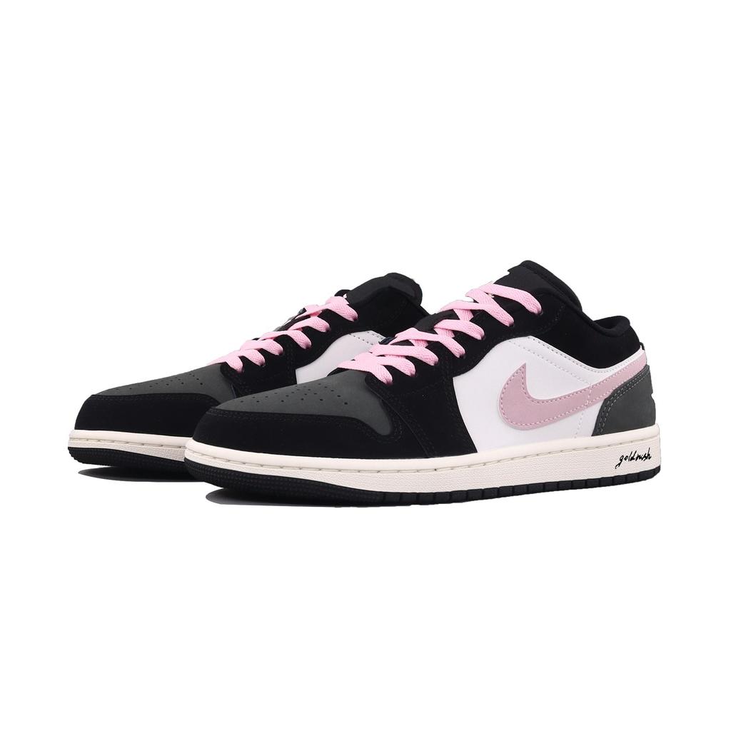Jordan Air Jordan 1 Black Pink Toes Abrasion Resistant Low top Vintage Basketball Shoes Men's Black Pink II3788-003(Team2267-)