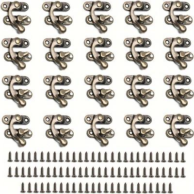 30 peças Bronze Antigo Braço Oscilante Esquerdo Pequenos Fechos de Gancho, 1,3 X 1 Polegada Tom Cobre Fechos de Hasps para Caixa de Madeira, Ferramentas Industriais