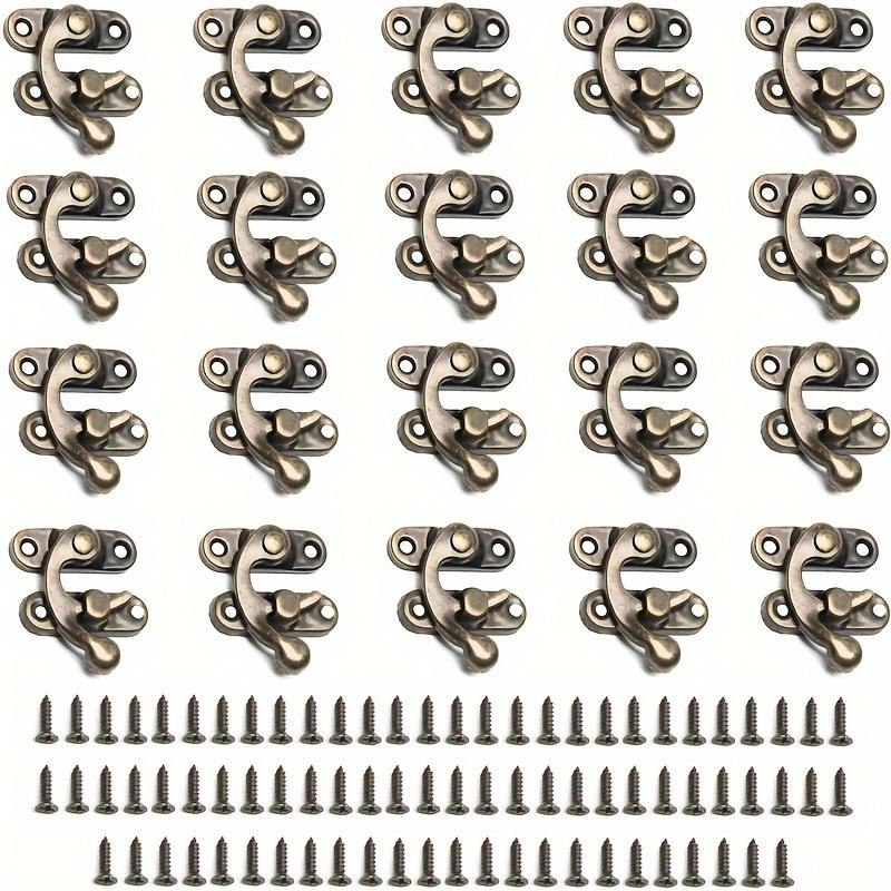 30pcs Antique Bronze Swing Arm Tiny Hook Latch Locks,1.3X1 Inch Copper Tone Wood Box Hasp Latches,Industrial Hardware Clasps