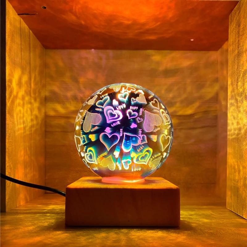 Creativity LED Night Light RGB USB Desk Lamp Sleep 3D Fireworks Star Atmosphere Light Glass Ball For Home Decor Sky Night Light