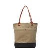 MYSKUFT Women's Vertical Two-Tone Canvas Tote Bag, Mini Bag, Square Bag, Lightweight, Small, Perfect for Women (Khaki X Black)