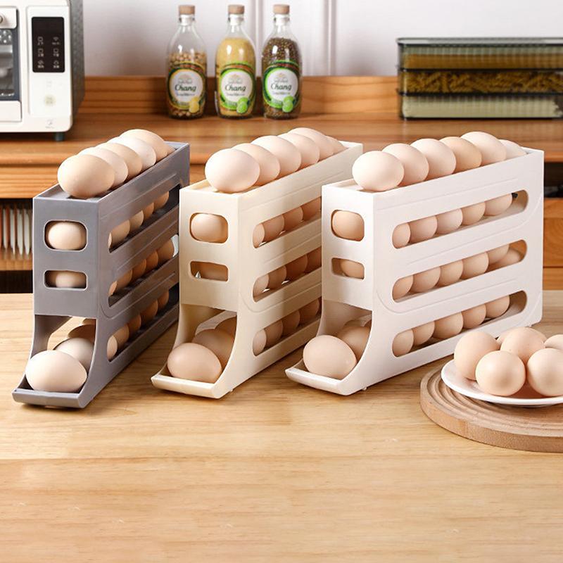 Household Automatic Rolling Egg Storage Box Kitchen Refrigerator Side Door Egg Preservation Rack 30 Egg Boxes