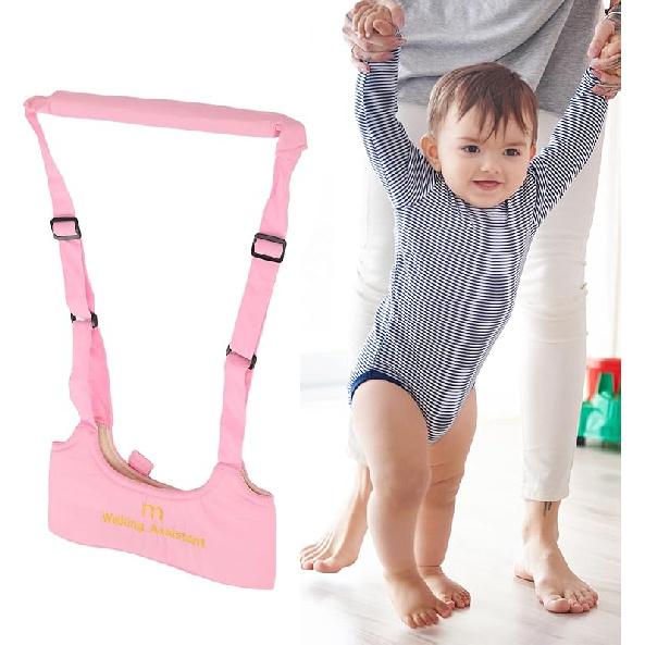 

Baby Walking Harness, Handheld Kids Walker Helper Toddler Infant Walker Skin Friendly Relieve Back Pain Adjustable Prevent Getting Lost Child Walk розовый