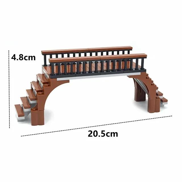 MOC Stads Bouwstenen Trein Loopbrug Onderdelen Rails Treinstation Bakstenen Spoorweg Bufferstop Modelspoorwegen Verkeerslicht Speelgoed