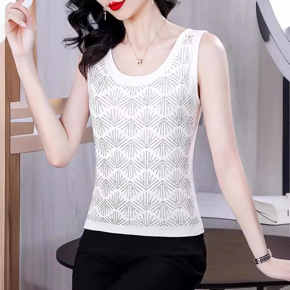 Temperament Diamond-encrusted Black High-elastic Sling Vest for Women's Inner Wear 2025 New Suit Backing Sleeveless Outer Wear Top Summer