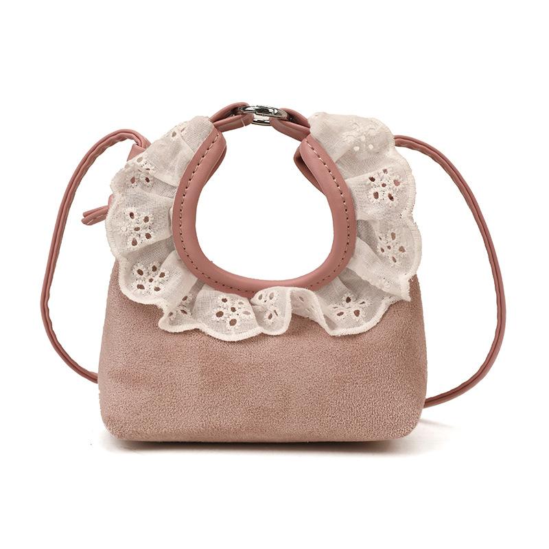 Sac à main pour petite fille à bordure en dentelle, Mini sac bandoulière mignon pour bébé, Sac à bandoulière unique pour enfant
