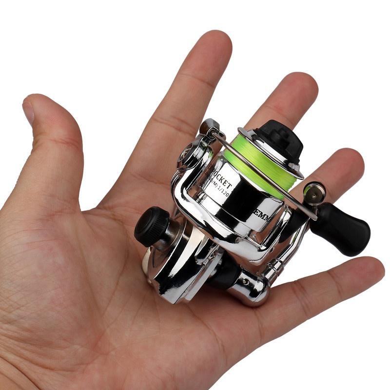 

Mini Pocket Spinning Fishing Reel Fishing Tackle Small Spinning Reel 4.3:1 Metal Wheel Small Reel срібний