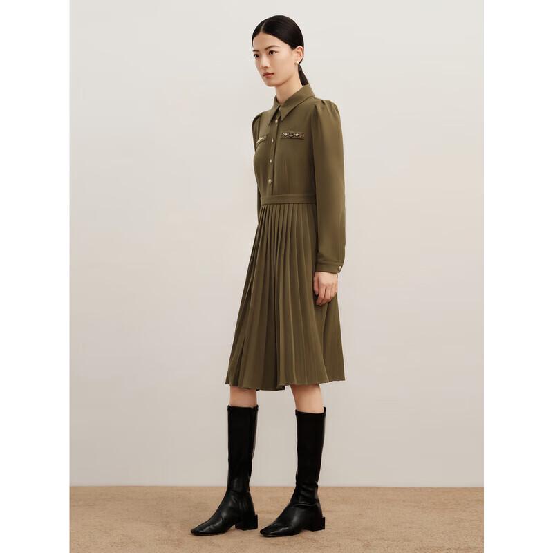 

JOOZE ANNAKO Women s Elegant Lapel Puff Sleeve A-Line Long Dress L