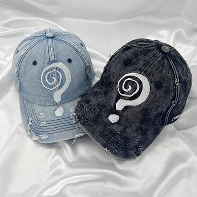 Old Question Mark Embroidered Baseball Cap Men Washing Cowboy Old Wrecking Trendy Brand Hip Hop Street Cap Women