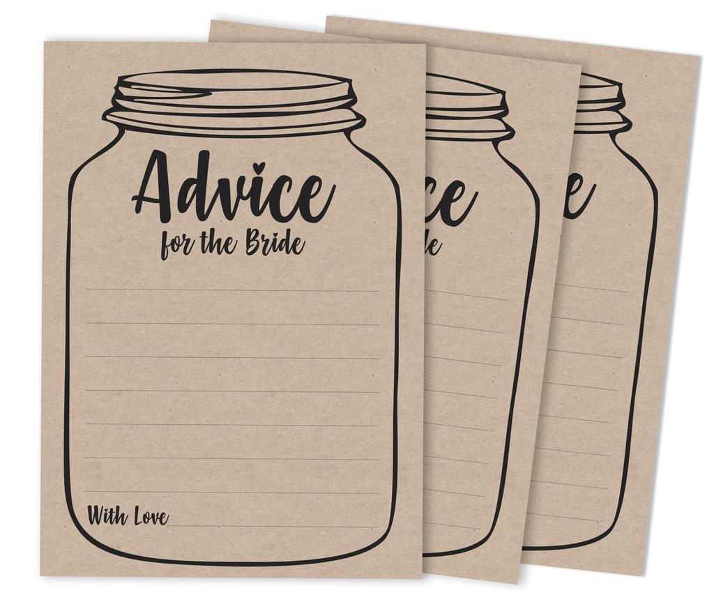 Inkdotpot Bridal Shower Games Advice For The Bride Set Of 50A  Rustic Kraft Mason JarA  Mad Libs Game