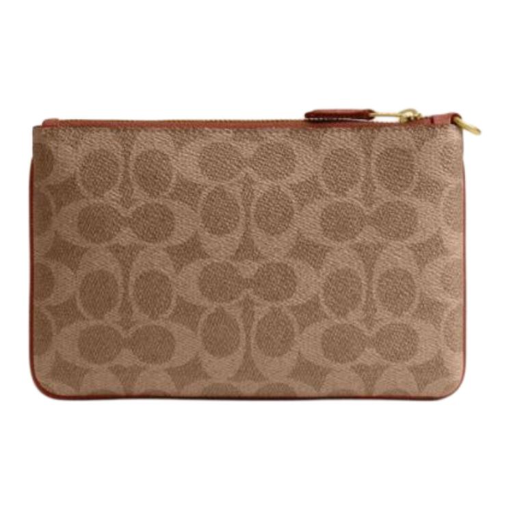 Coach 19 Classic Monogram Zip Closure Faux Leather Clutch Small Women Clutch Caramel CI189-B4XHG